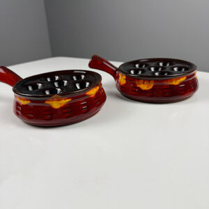 Vintage Escargot Dishes Cookware Brown Red Orange set of 2